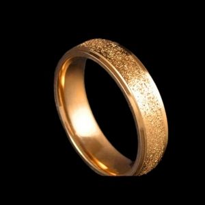 Stainless steel Gold Frosted Ring 6mm Band Size 9